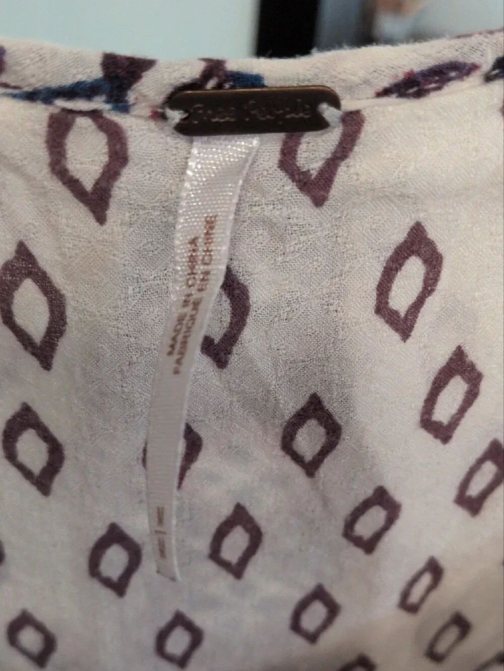 Free People Bohemian Printed Peasant Blouse - Cream, Navy, Purple